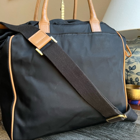 Tory Burch Perforated Logo Black Nylon Drawstring Top handle Large Crossbody - Picture 7 of 14